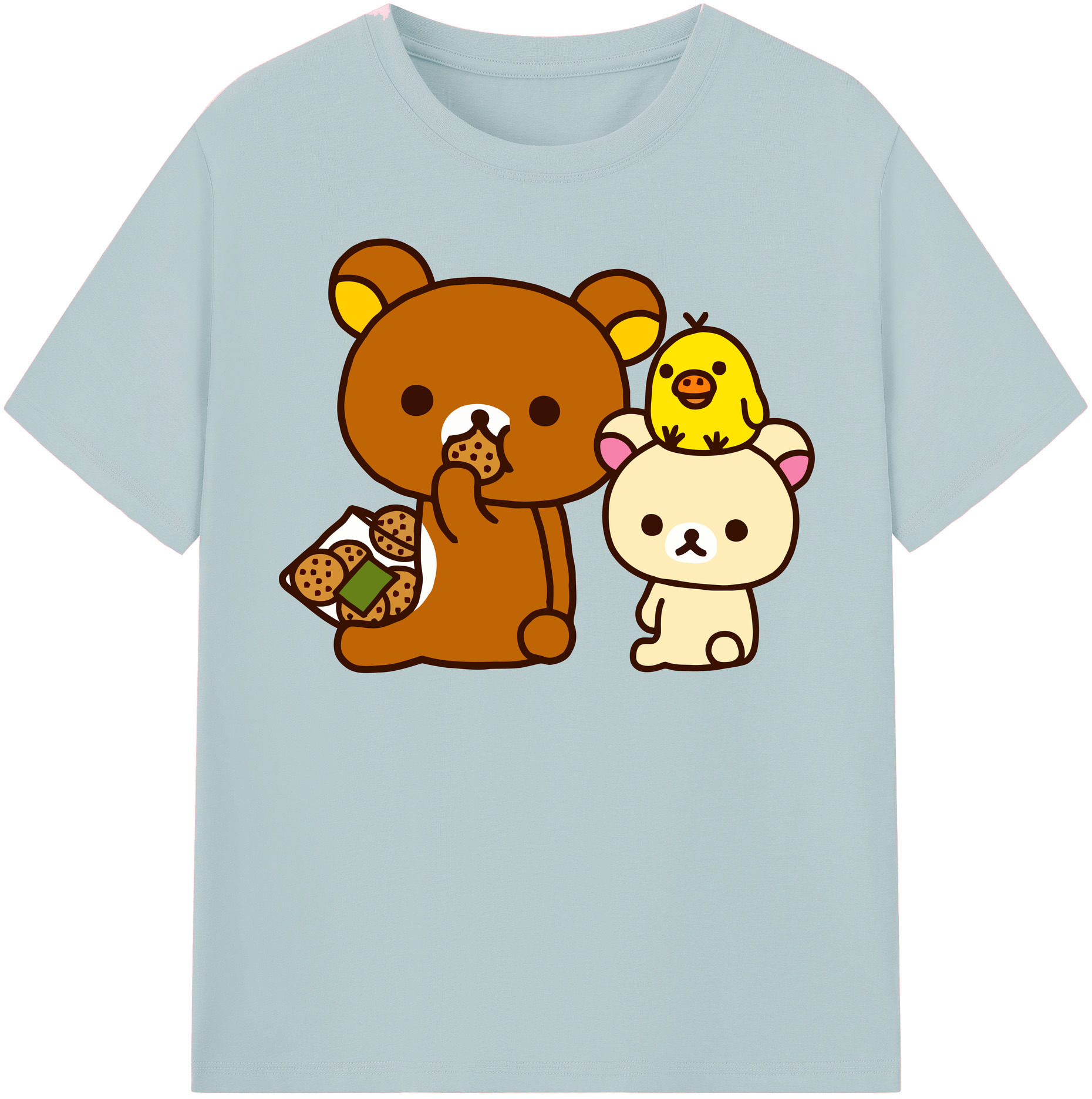（画像用） リラックマ リラックマ キイロイトリ Rilakkuma Korilakkuma Kiiroitori 綿100％半袖Tシャツ（フロントプリント）